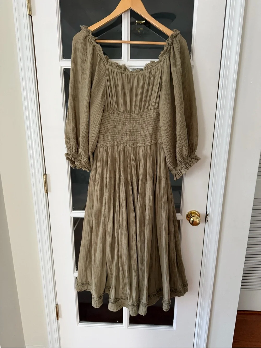 Free People Toledo Midi Dress - Size M - green - Off The Shoulder